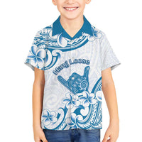 Aloha Hawaii Shaka Family Matching Off Shoulder Maxi Dress and Hawaiian Shirt Hang Loose Blue Version - Polynesian Pride