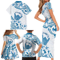 Aloha Hawaii Shaka Family Matching Short Sleeve Bodycon Dress and Hawaiian Shirt Hang Loose Blue Version DT05 - Polynesian Pride