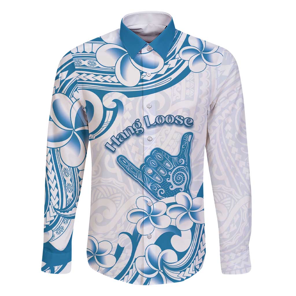 Aloha Hawaii Shaka Family Matching Short Sleeve Bodycon Dress and Hawaiian Shirt Hang Loose Blue Version DT05 Dad's Shirt - Long Sleeve Blue - Polynesian Pride