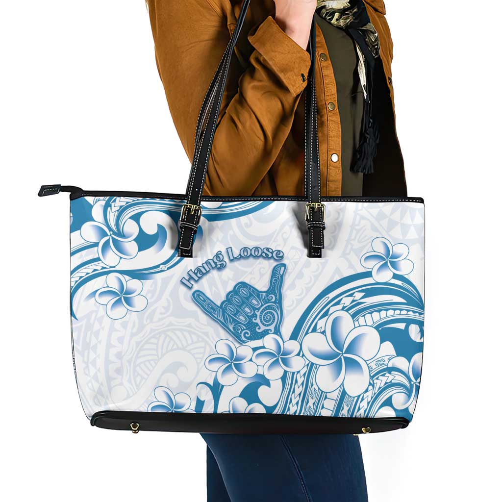 Aloha Hawaii Shaka Leather Tote Bag Hang Loose Blue Version - Polynesian Pride