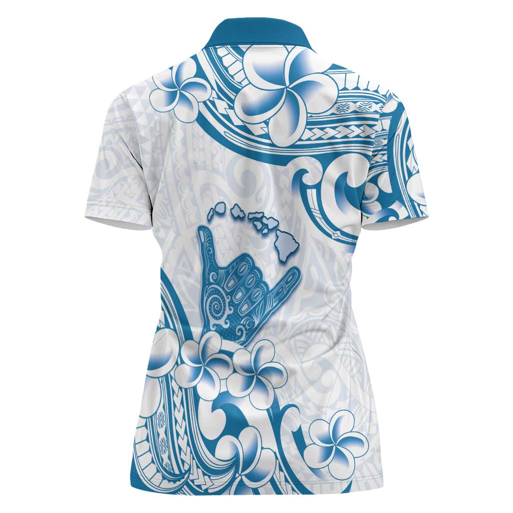 Aloha Hawaii Shaka Women Polo Shirt Hang Loose Blue Version DT05 - Polynesian Pride