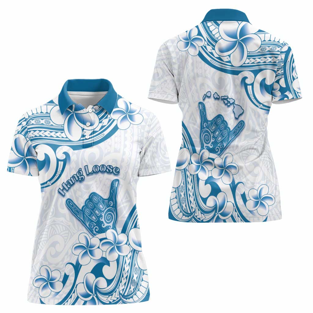 Aloha Hawaii Shaka Women Polo Shirt Hang Loose Blue Version DT05 - Polynesian Pride