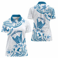 Aloha Hawaii Shaka Women Polo Shirt Hang Loose Blue Version DT05 - Polynesian Pride