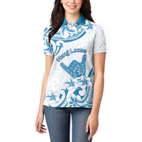 Aloha Hawaii Shaka Women Polo Shirt Hang Loose Blue Version DT05 - Polynesian Pride