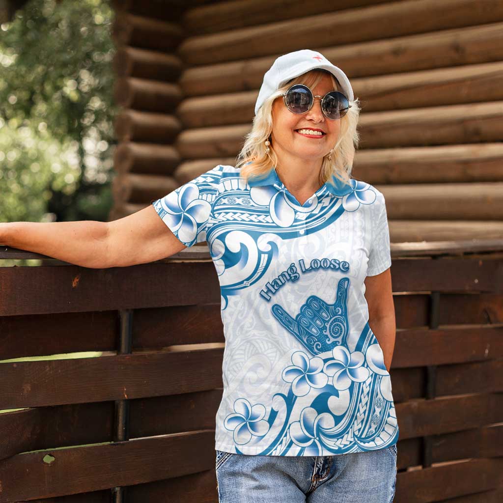 Aloha Hawaii Shaka Women Polo Shirt Hang Loose Blue Version DT05 - Polynesian Pride