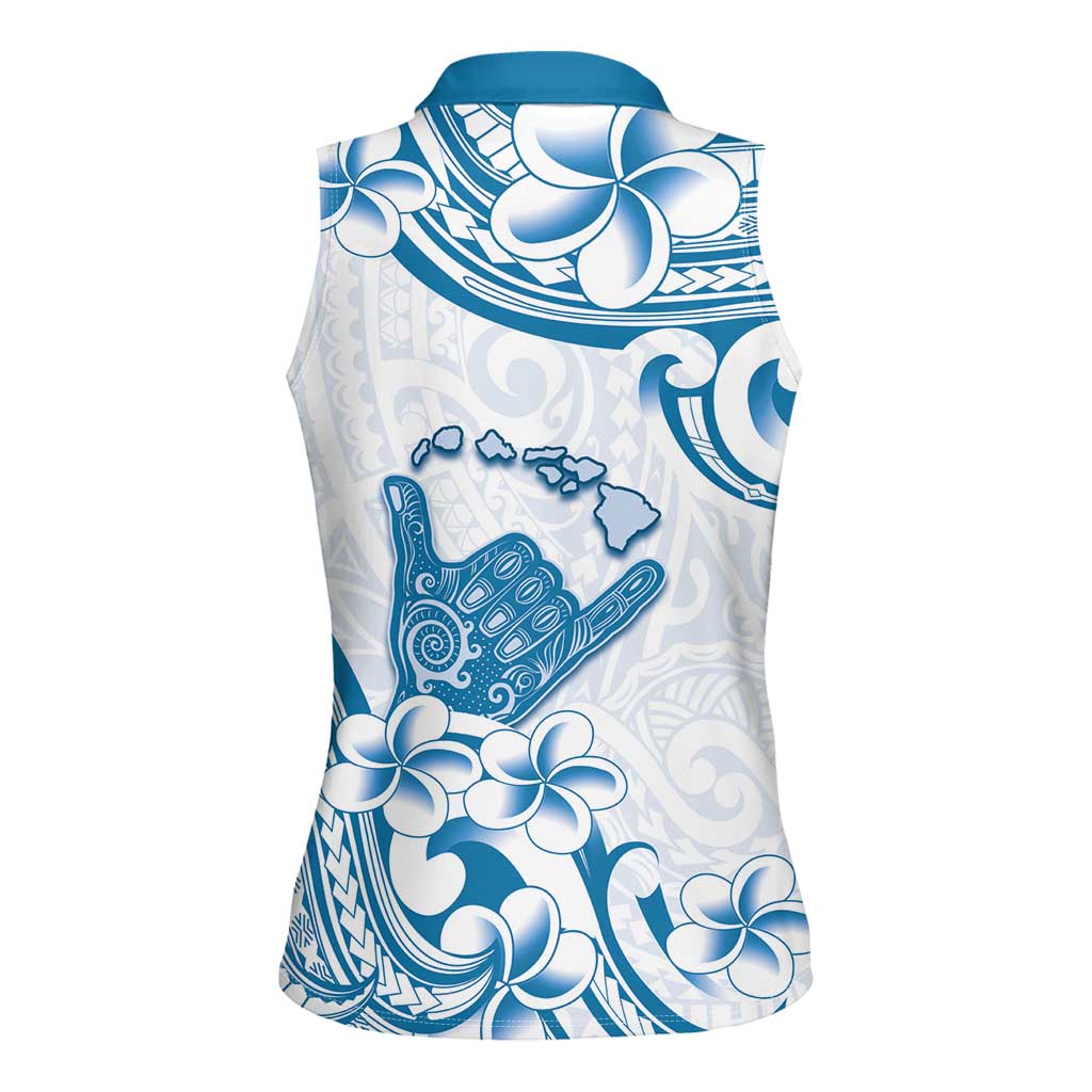 Aloha Hawaii Shaka Women Sleeveless Polo Shirt Hang Loose Blue Version DT05 - Polynesian Pride