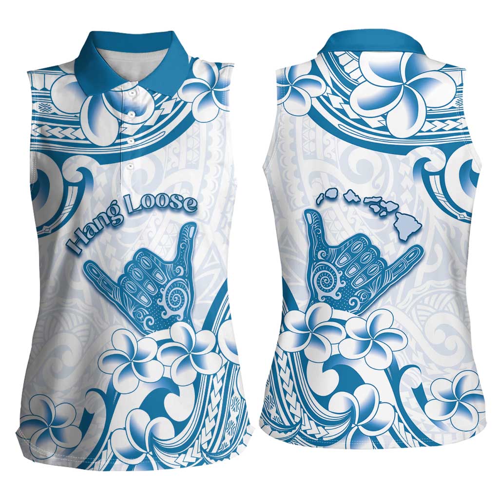 Aloha Hawaii Shaka Women Sleeveless Polo Shirt Hang Loose Blue Version DT05 - Polynesian Pride