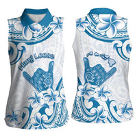 Aloha Hawaii Shaka Women Sleeveless Polo Shirt Hang Loose Blue Version DT05 - Polynesian Pride