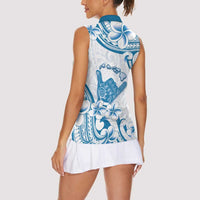 Aloha Hawaii Shaka Women Sleeveless Polo Shirt Hang Loose Blue Version DT05 - Polynesian Pride