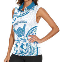 Aloha Hawaii Shaka Women Sleeveless Polo Shirt Hang Loose Blue Version DT05 - Polynesian Pride