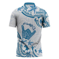 Aloha Hawaii Shaka Zipper Polo Shirt Hang Loose Blue Version - Polynesian Pride