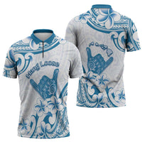 Aloha Hawaii Shaka Zipper Polo Shirt Hang Loose Blue Version - Polynesian Pride