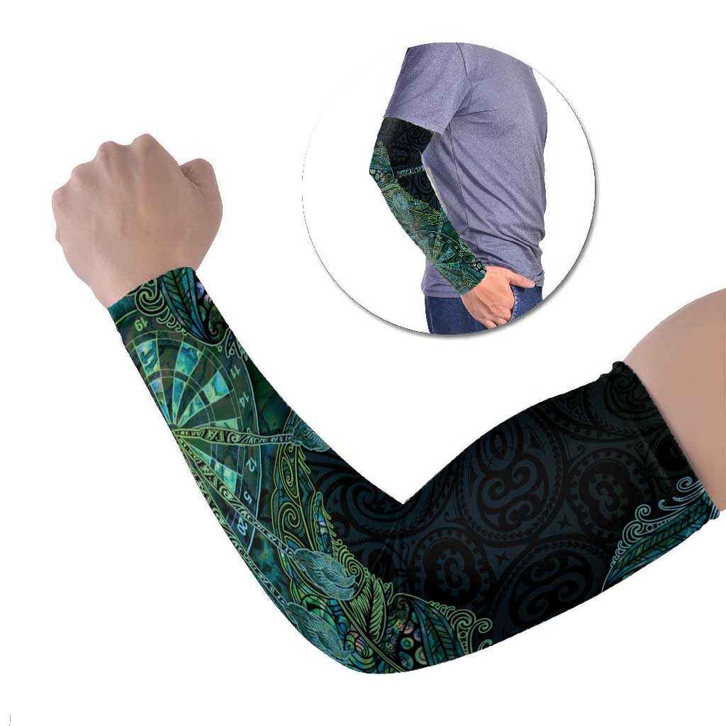 Personalised New Zealand Dart Arm Sleeves Maori Fern With Paua Shell - Polynesian Pride