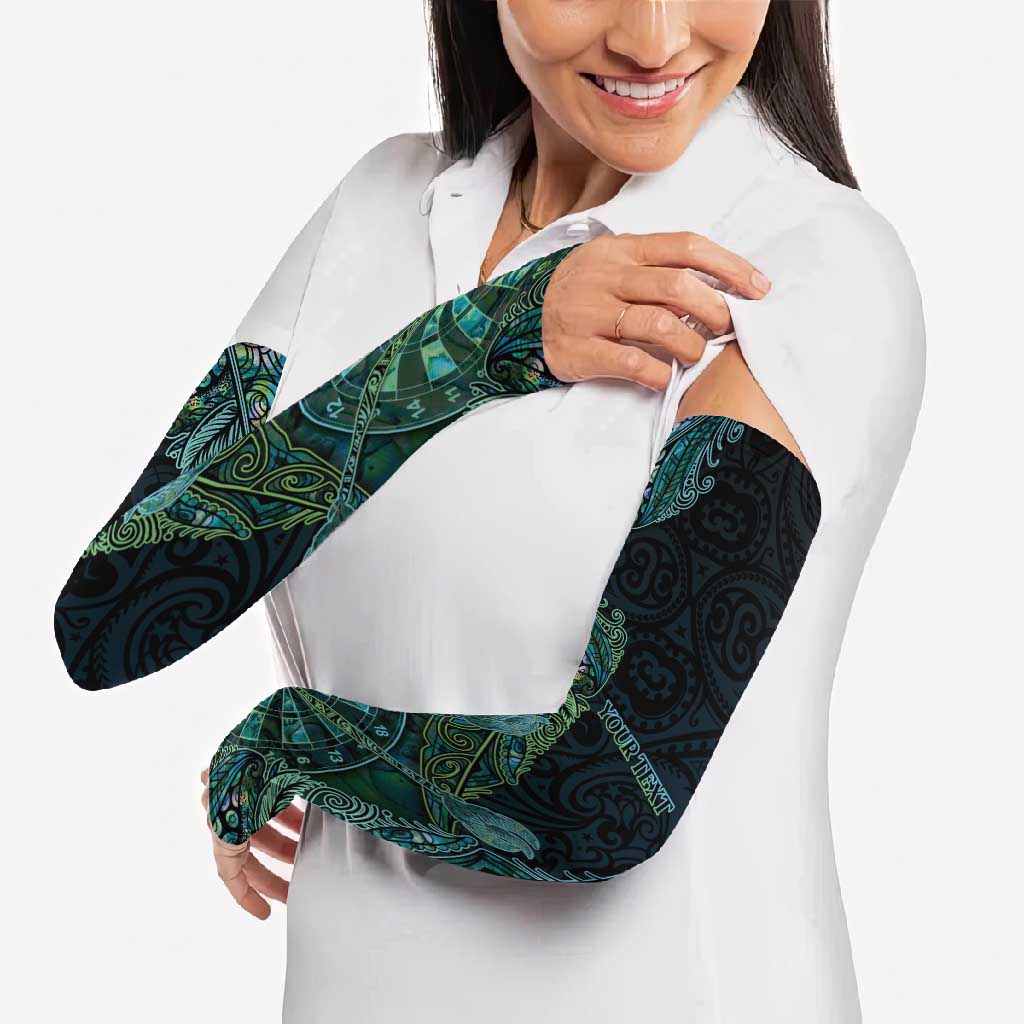 Personalised New Zealand Dart Arm Sleeves Maori Fern With Paua Shell - Polynesian Pride