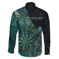 Personalised New Zealand Dart Family Matching Long Sleeve Bodycon Dress and Hawaiian Shirt Maori Fern With Paua Shell DT05 - Polynesian Pride