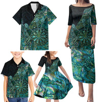 Personalised New Zealand Dart Family Matching Puletasi and Hawaiian Shirt Maori Fern With Paua Shell - Polynesian Pride