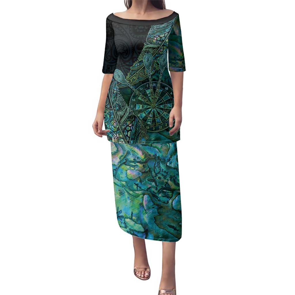 Personalised New Zealand Dart Family Matching Puletasi and Hawaiian Shirt Maori Fern With Paua Shell - Polynesian Pride