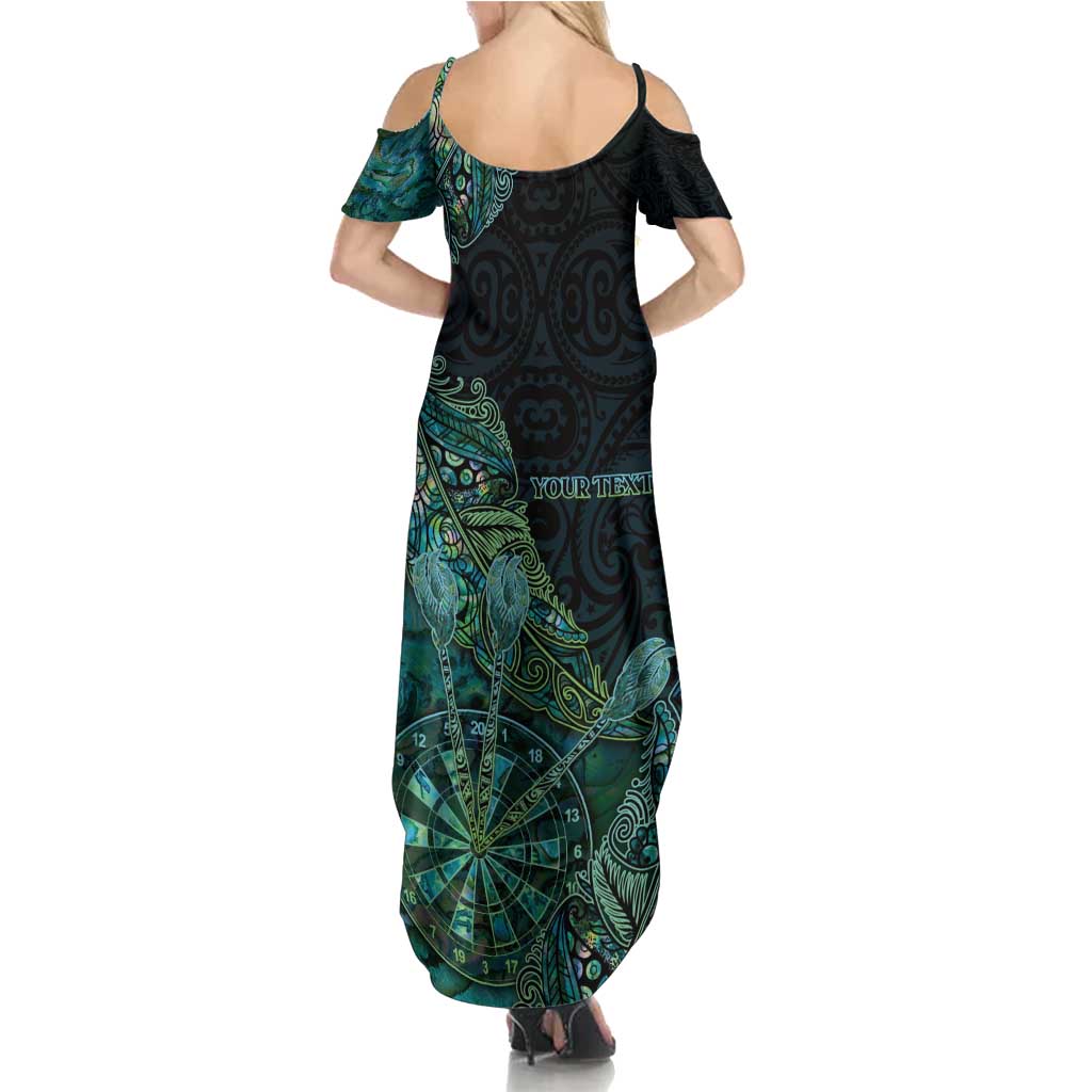 Personalised New Zealand Dart Family Matching Summer Maxi Dress and Hawaiian Shirt Maori Fern With Paua Shell DT05 - Polynesian Pride