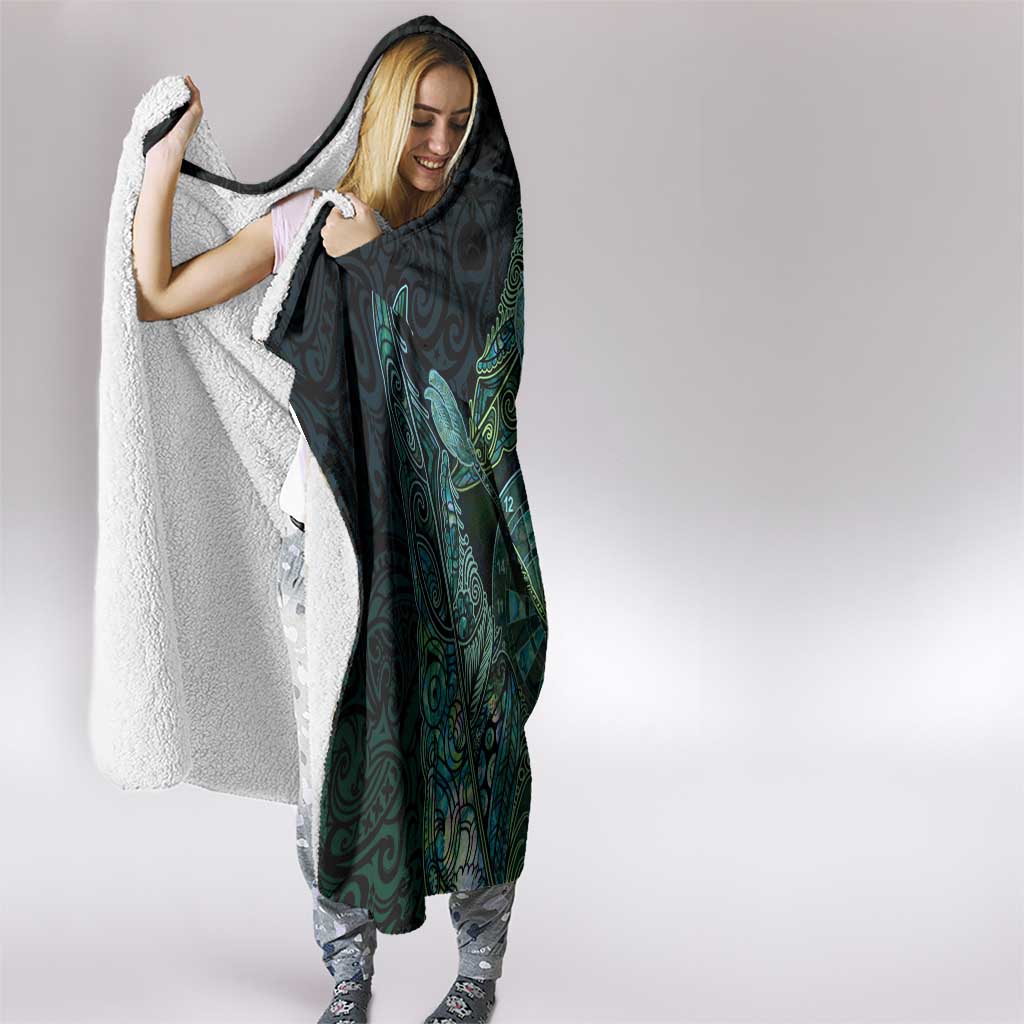 New Zealand Dart Hooded Blanket Maori Fern With Paua Shell - Polynesian Pride