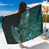 New Zealand Dart Sarong Maori Fern With Paua Shell DT05 One Size 44 x 66 inches Green - Polynesian Pride