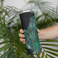 Personalised New Zealand Dart Skinny Tumbler Maori Fern With Paua Shell DT05 - Polynesian Pride
