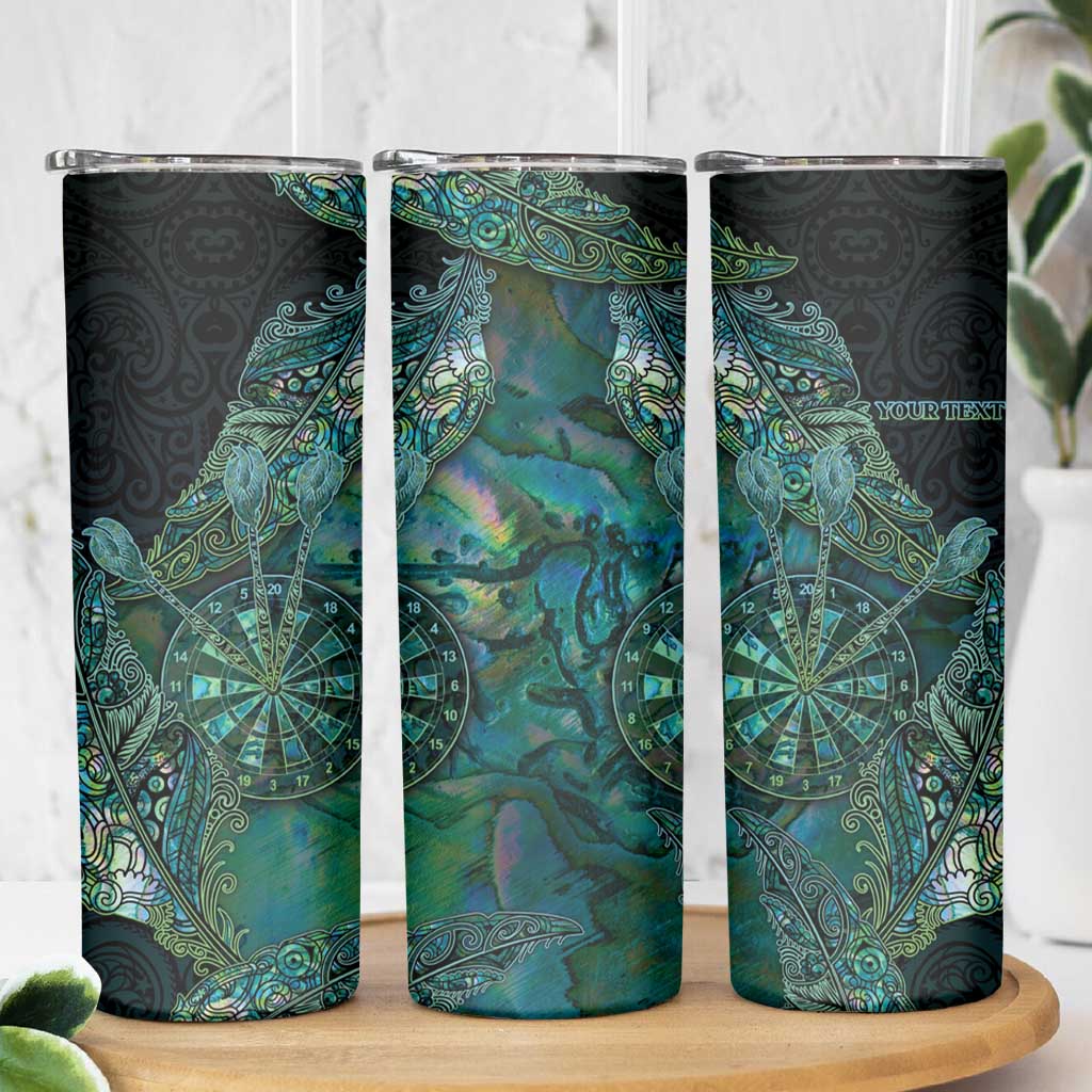 Personalised New Zealand Dart Skinny Tumbler Maori Fern With Paua Shell DT05 - Polynesian Pride