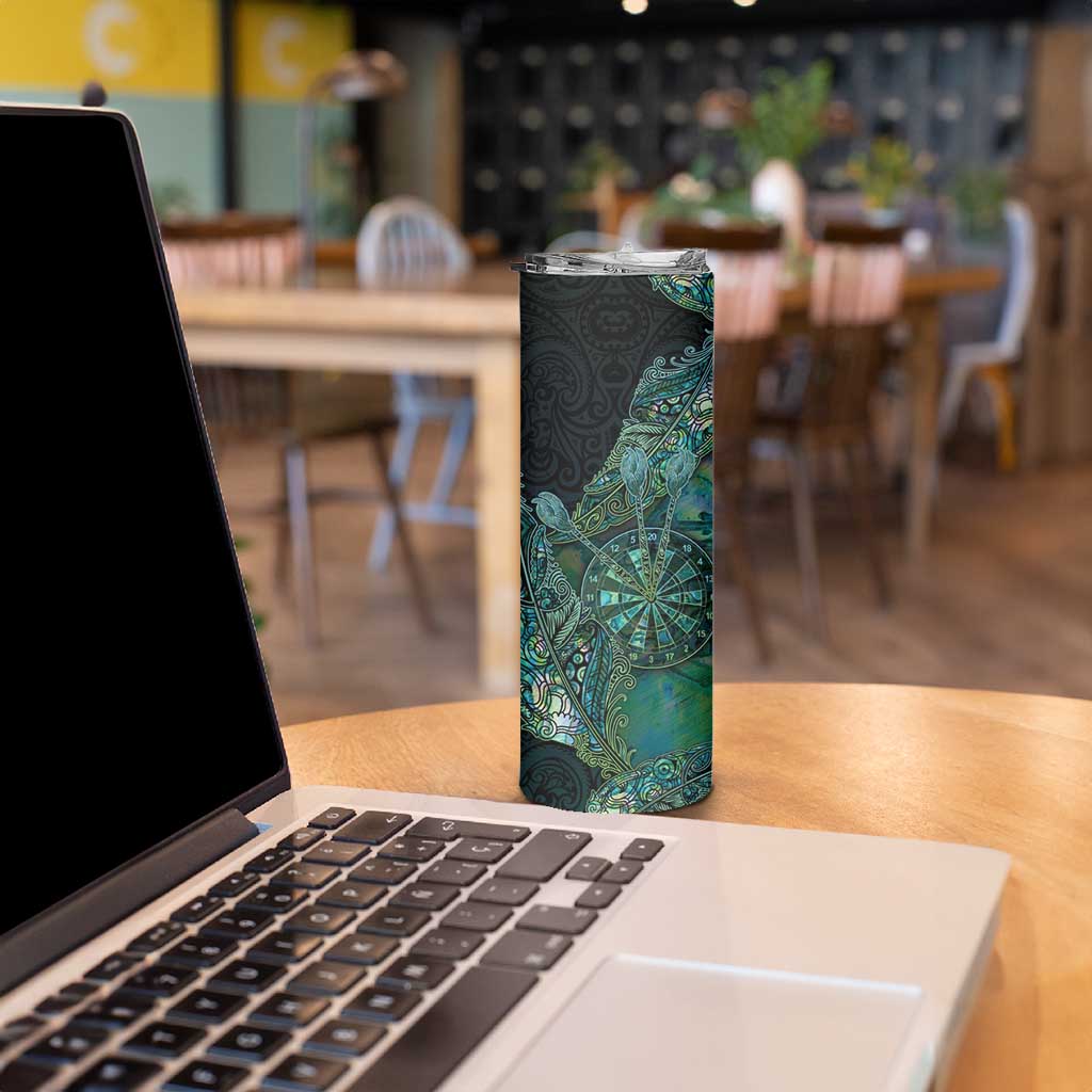 Personalised New Zealand Dart Skinny Tumbler Maori Fern With Paua Shell DT05 - Polynesian Pride
