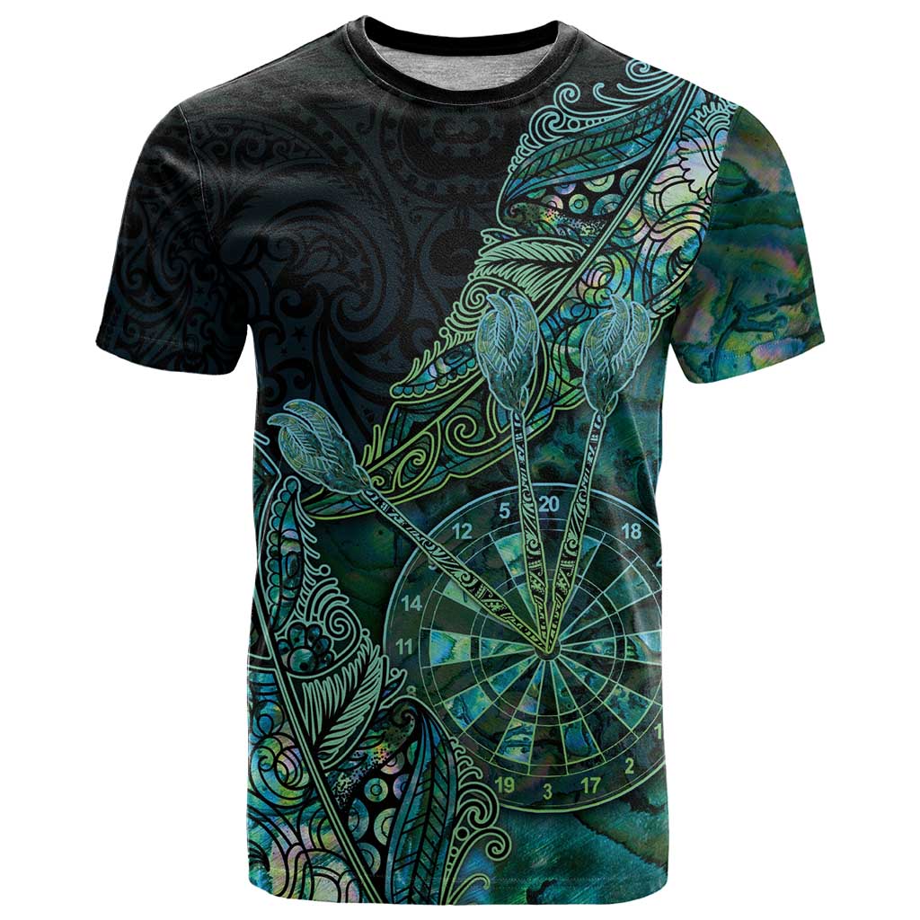 Personalised New Zealand Dart T Shirt Maori Fern With Paua Shell - Polynesian Pride