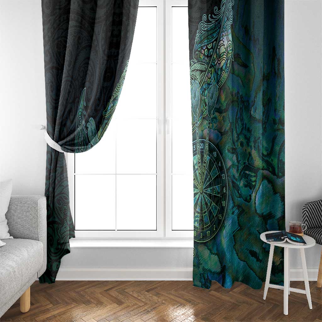 New Zealand Dart Window Curtain Maori Fern With Paua Shell - Polynesian Pride