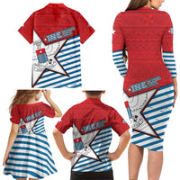 West Papua Morning Star Family Matching Long Sleeve Bodycon Dress and Hawaiian Shirt One People One Soul DT05 - Polynesian Pride
