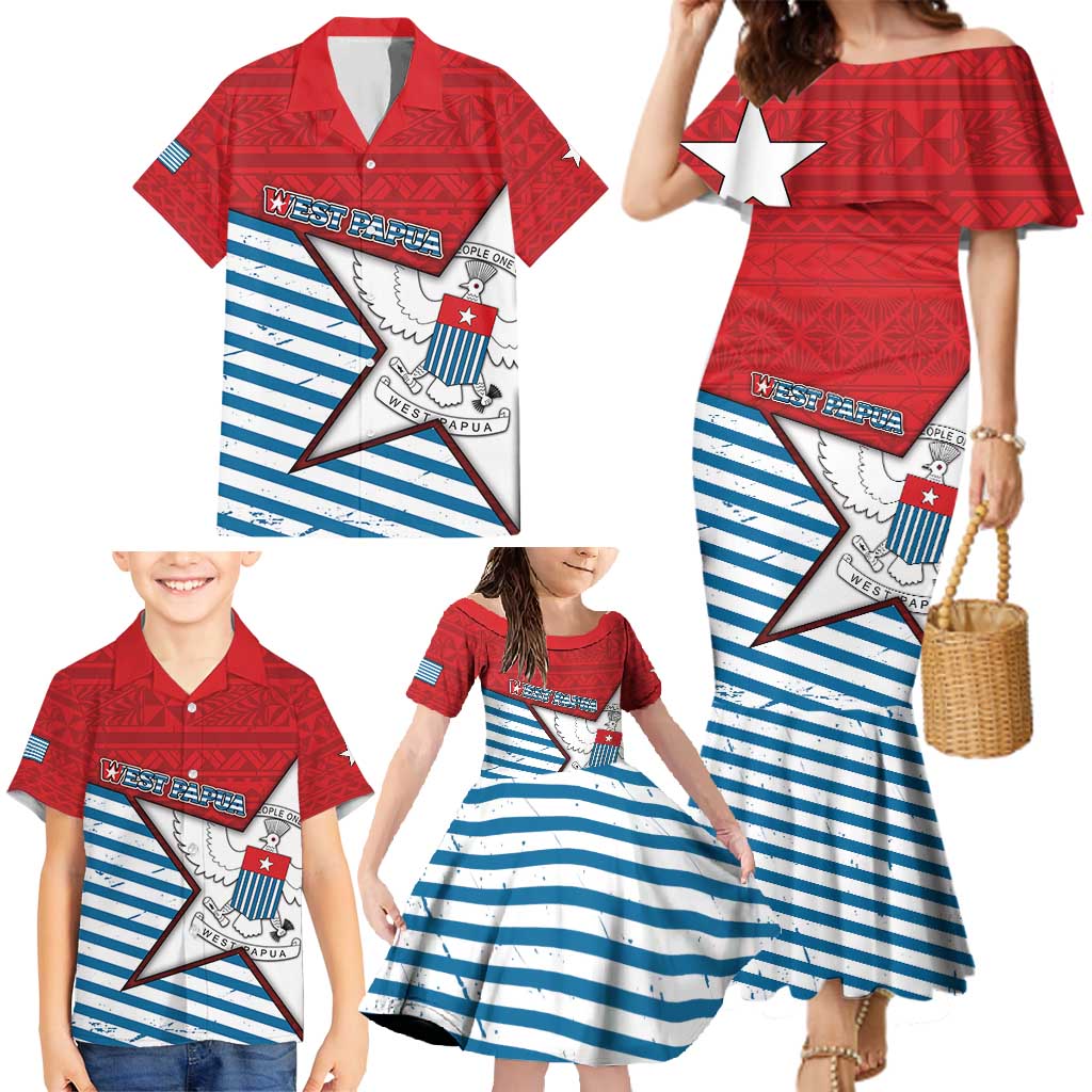 West Papua Morning Star Family Matching Mermaid Dress and Hawaiian Shirt One People One Soul DT05 - Polynesian Pride