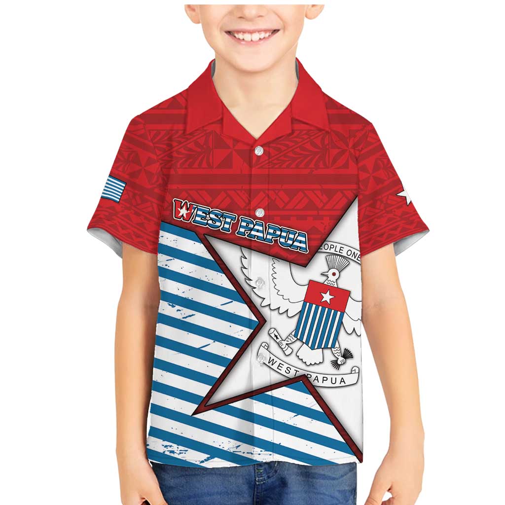 West Papua Morning Star Family Matching Mermaid Dress and Hawaiian Shirt One People One Soul DT05 Son's Shirt Red - Polynesian Pride