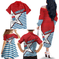 West Papua Morning Star Family Matching Off The Shoulder Long Sleeve Dress and Hawaiian Shirt One People One Soul DT05 - Polynesian Pride