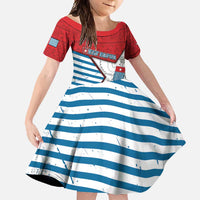 West Papua Morning Star Family Matching Off Shoulder Maxi Dress and Hawaiian Shirt One People One Soul DT05 Daughter's Dress Red - Polynesian Pride