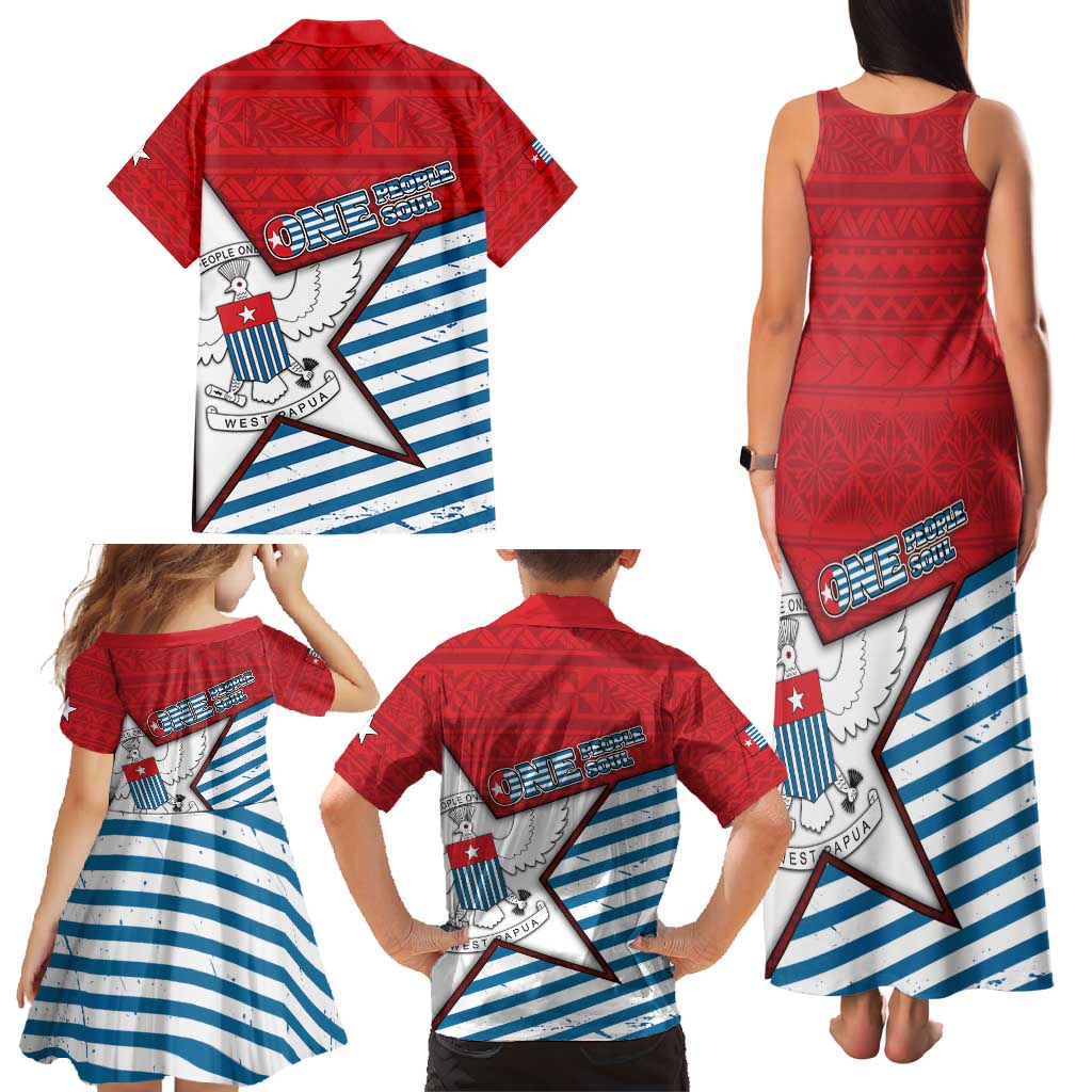 West Papua Morning Star Family Matching Tank Maxi Dress and Hawaiian Shirt One People One Soul DT05 - Polynesian Pride