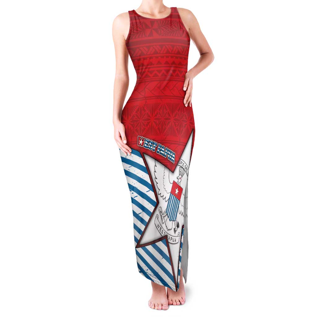 West Papua Morning Star Family Matching Tank Maxi Dress and Hawaiian Shirt One People One Soul DT05 Mom's Dress Red - Polynesian Pride