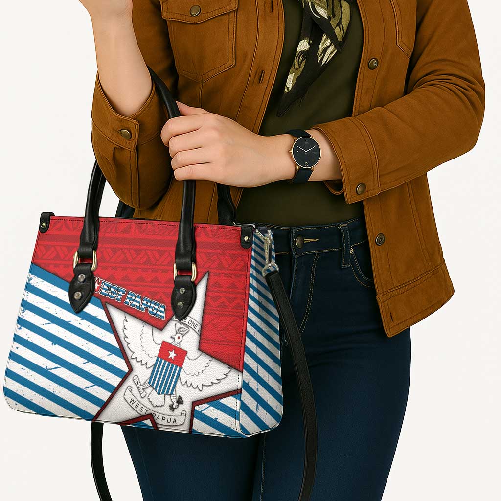 West Papua Morning Star Leather Bag One People One Soul - Polynesian Pride