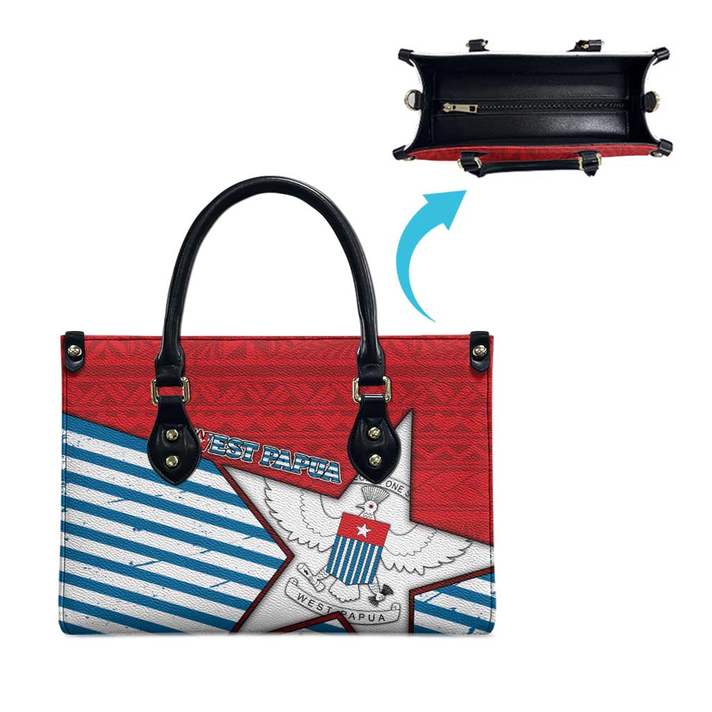 West Papua Morning Star Leather Bag One People One Soul - Polynesian Pride