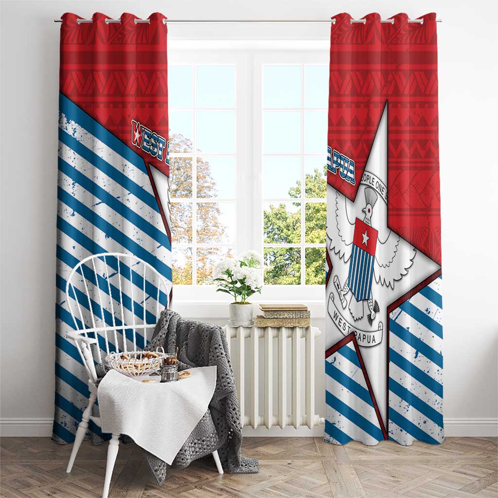 West Papua Morning Star Window Curtain One People One Soul - Polynesian Pride