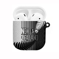 New Zealand Football AirPods Case Silver Fern Maori Pattern Monochrome