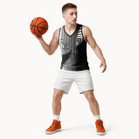 Custom New Zealand Football Basketball Jersey Silver Fern Maori Pattern Monochrome
