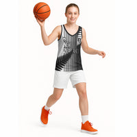 Custom New Zealand Football Basketball Jersey Silver Fern Maori Pattern Monochrome