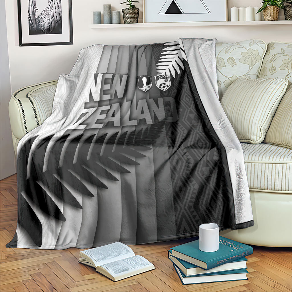 New Zealand Football Blanket Silver Fern Maori Pattern Monochrome