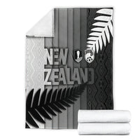 New Zealand Football Blanket Silver Fern Maori Pattern Monochrome