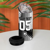 Custom New Zealand Football 4 in 1 Can Cooler Tumbler Silver Fern Maori Pattern Monochrome