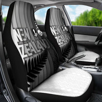 New Zealand Football Car Seat Cover Silver Fern Maori Pattern Monochrome