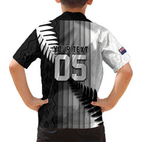 Custom New Zealand Football Family Matching Mermaid Dress and Hawaiian Shirt Silver Fern Maori Pattern Monochrome DT05 - Polynesian Pride