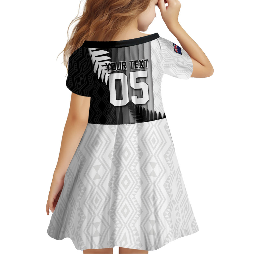 Custom New Zealand Football Family Matching Mermaid Dress and Hawaiian Shirt Silver Fern Maori Pattern Monochrome DT05 - Polynesian Pride