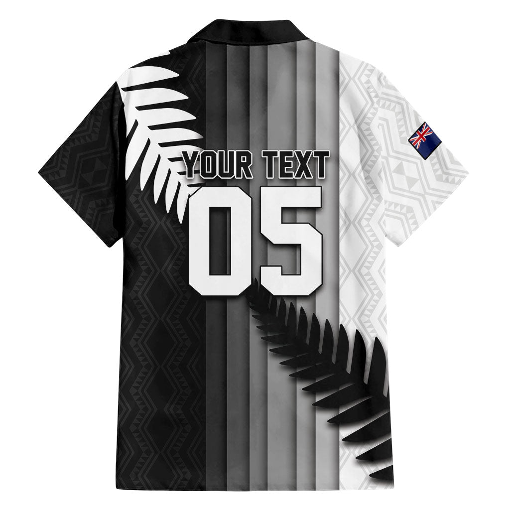 Custom New Zealand Football Family Matching Off Shoulder Maxi Dress and Hawaiian Shirt Silver Fern Maori Pattern Monochrome DT05 - Polynesian Pride