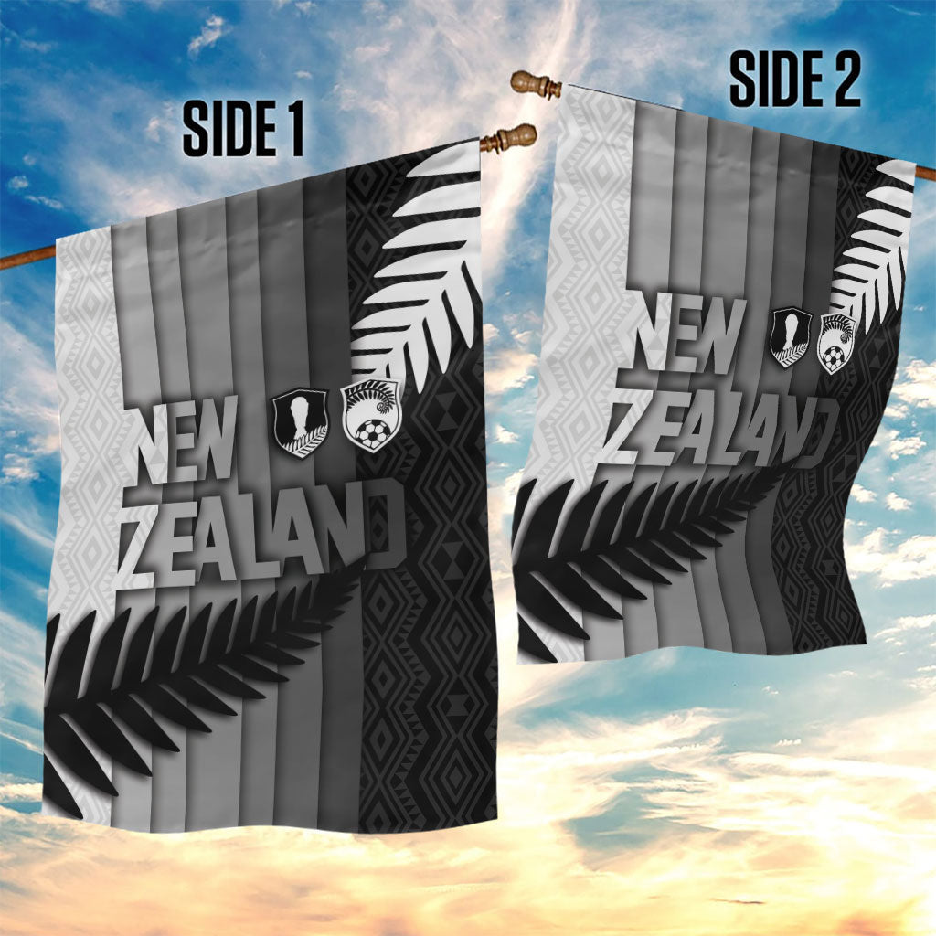 New Zealand Football Garden Flag Silver Fern Maori Pattern Monochrome